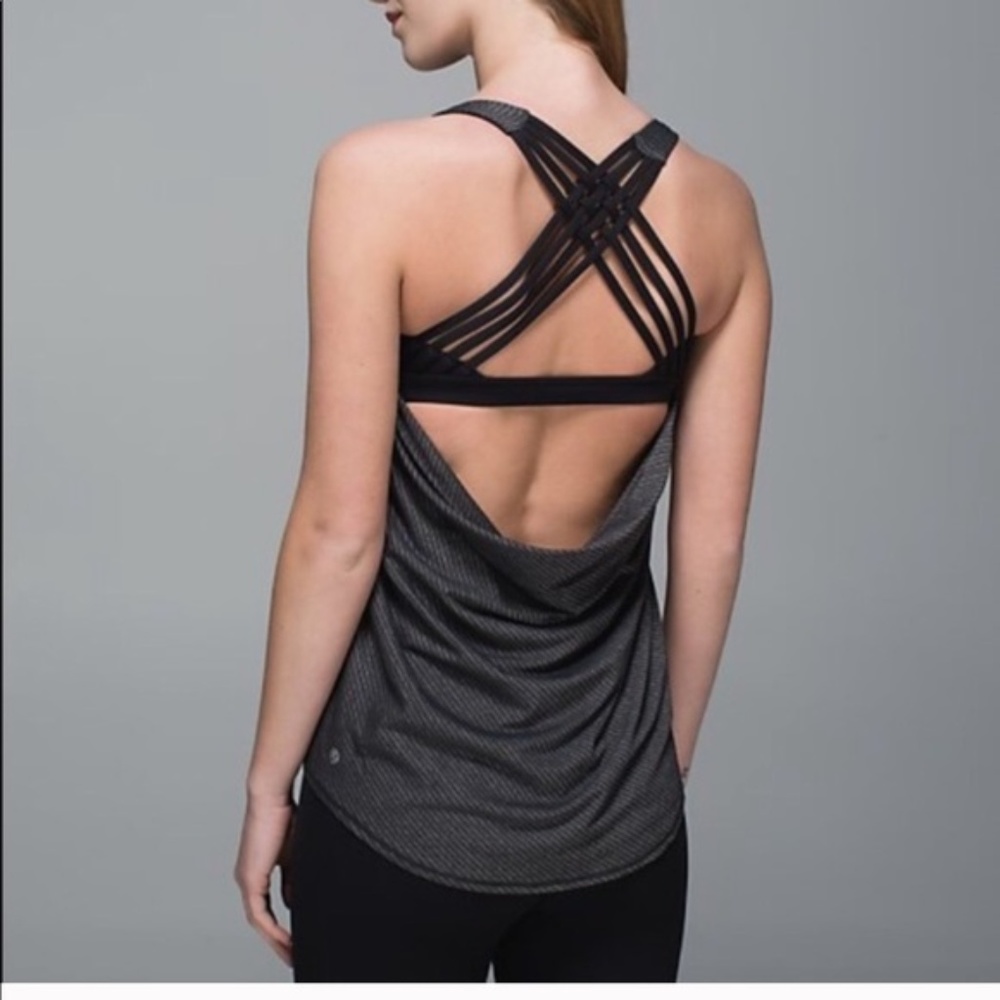Lululemon Wild Tank Top Black/Grey Built-in Bra